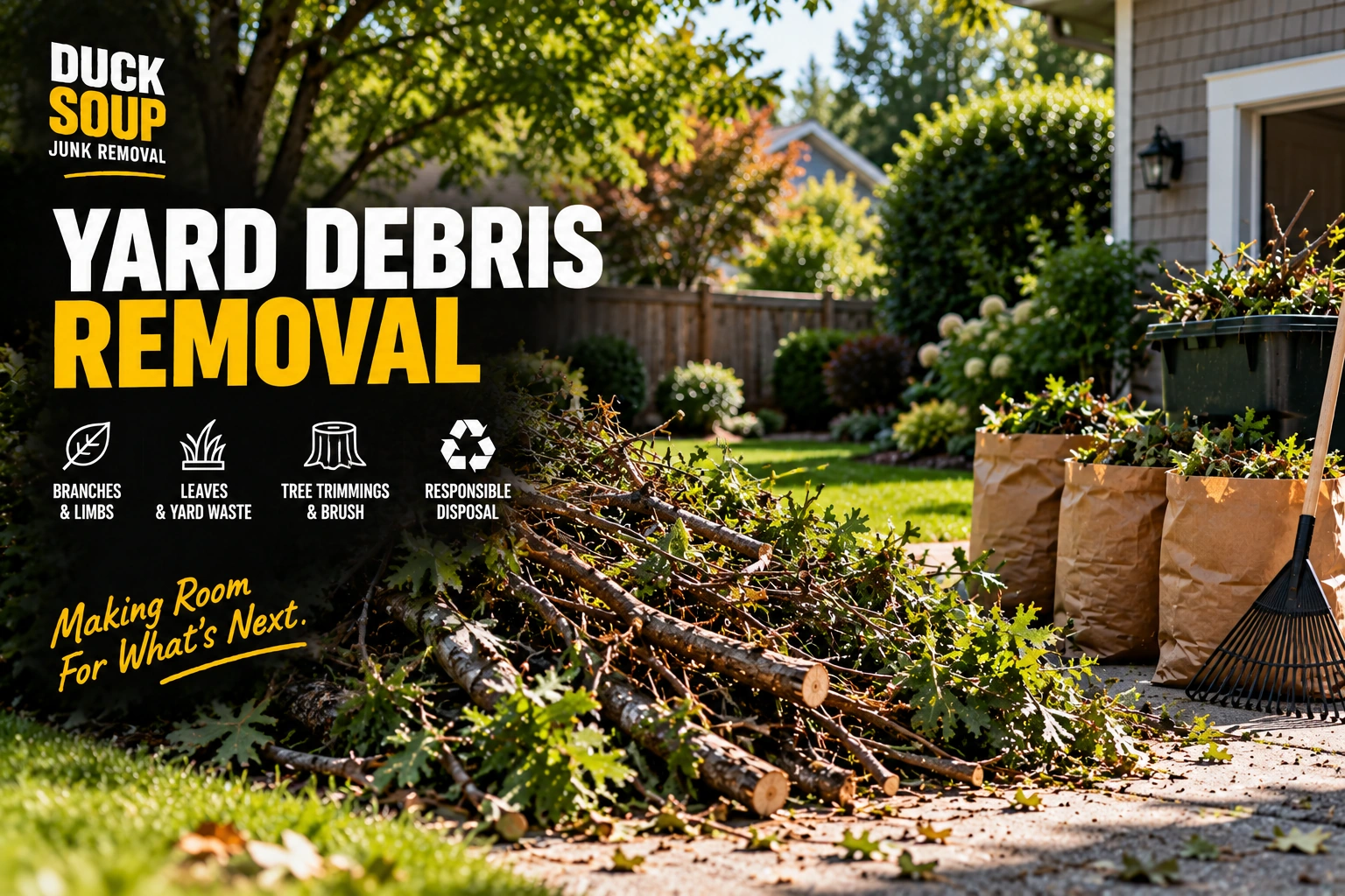 Pile of branches and yard waste for removal